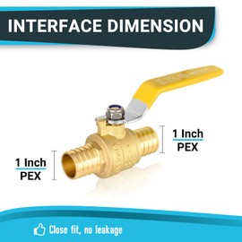 (Pack of 10) Seelink 1 Inch PEX x 1 Inch PEX Ball Valve, Brass Shut Off Valve for Pex Pipe Connection, ASTM F1807, Yellow