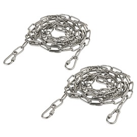 Vigtayue 1/8" Stainless Steel Link Chain, 304 Stainless Steel Link Heavy Duty Coil Chain with Carabiners, 2PCs Hanging Safety Chains for Swing Plants Anti-Theft Pet Dog Anchor Fence Towing Chain Link