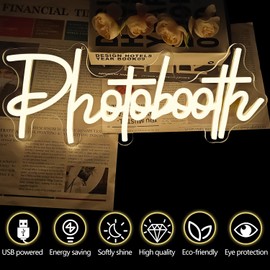 Photo Booth Neon Sign for Wall Decor Photo Booth Sign Neon Photo Booth Lights Photo Studio Led Light Photography Light Up Signs for Wedding Guestbook Open Engagement Party Business Reception