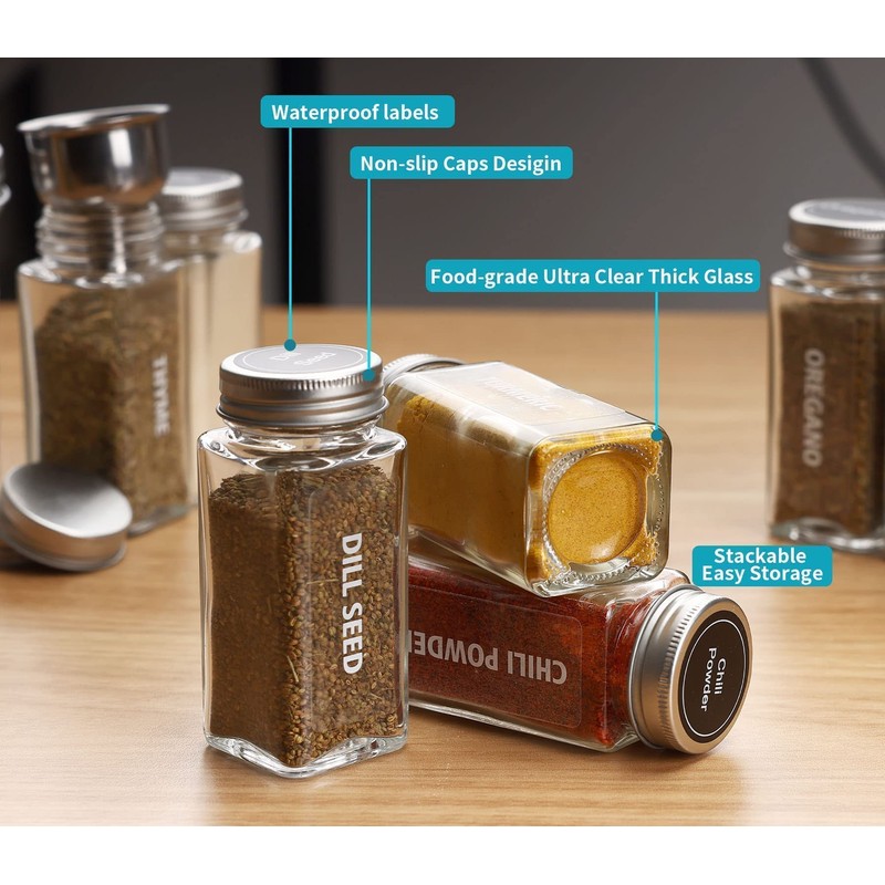 Antimbee 28 Pcs Clear Glass Spice Jars,3.5 oz Glass spice
