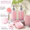Pink Bathroom Accessories Set 6Pcs, Acrylic Soap Dispensers 2Pcs, Soap