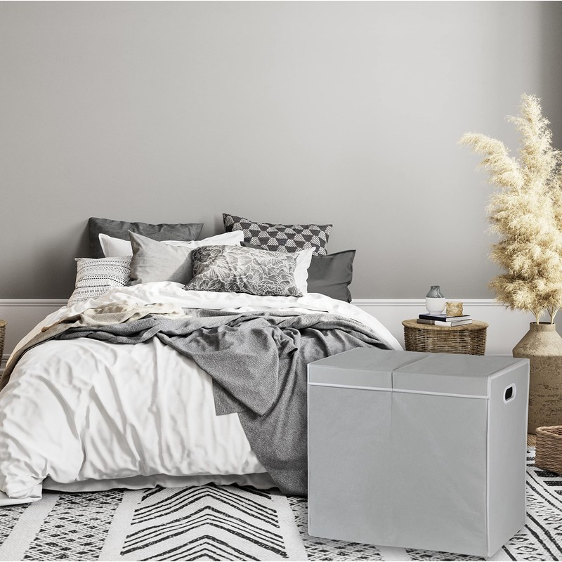 Simple Houseware Double Laundry Hamper with Lid and Removable Bags,