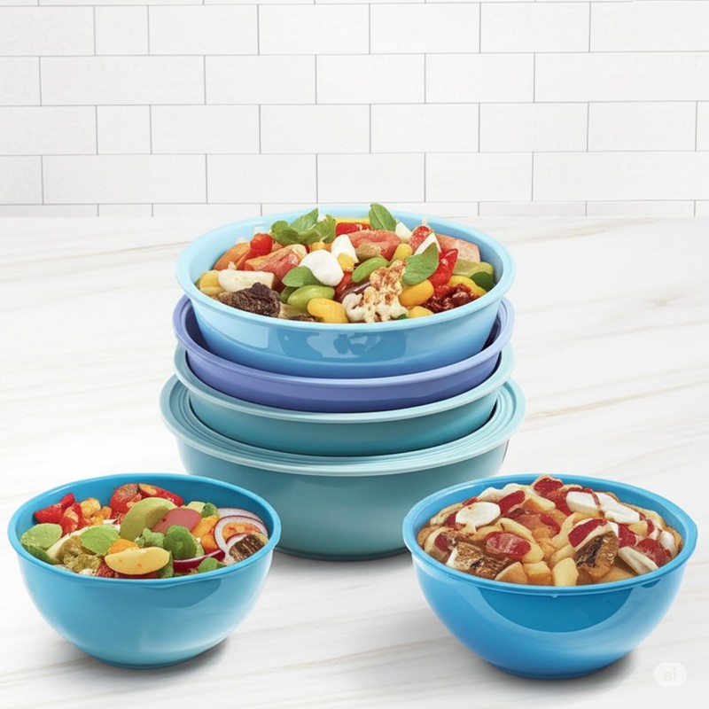 Alpine Cuisine 5 Piece Mixing Bowl Set with Lids Nesting