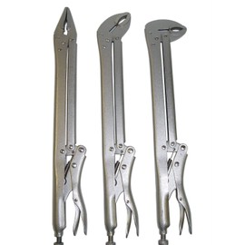 3 PC 15" EXTRA LONG LOCKING PLIERS SET w/Straight, 45 & 90 degree Bent Nose