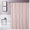 Satin Embroidered Textured Shower Curtain - Damask Design in Blush