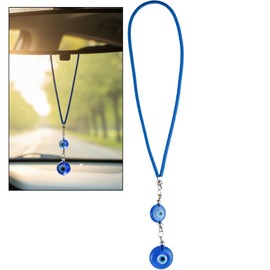 BCS Blue Evil Eye Charm Small Car Hanging Ornament Rearview Mirror Accessories Glass Nazar Beads Good Luck & Protection Amulet Turkish Greek Pendant Ojo Turco para Carro Decor for Home, Office, Door