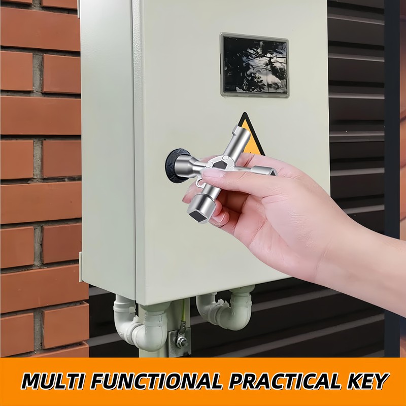 HONGLINSONG 4-Way Panel Key, Square Utility Cross Electric Box Wrench,