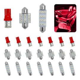 Hirificing 24PCS LED Interior Car Lights, Interior Car Lights Dome Light Set T10 31 mm 42 mm Replacement Bulbs for Top Map Dome Tail Cab Lights and License Plate Courtesy Lights Accessories (Red)