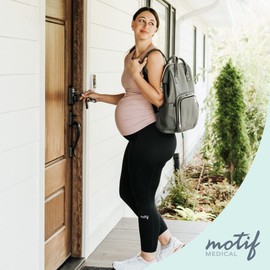 Motif Medical Over The Belly Maternity Leggings w/Pocket - Pregnancy Leggings for Bump & Back Support - Breathable & Soft Maternity Leggings - Moisture-Wicking Maternity Workout Pants (Black, Small)