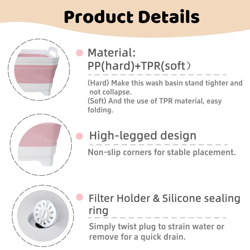 GIMWA Collapsible Wash Basin for Baby Bottles - 2.4 Gallons