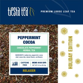 Tiesta Tea - Cozy Peppermint Cocoa, Chocolate Peppermint Herbal Tea, Loose Leaf, Up to 50 Cups, Make Hot or Iced, Non-Caffeinated, 3 Ounce Refillable Tin