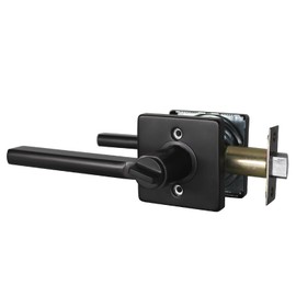 (6 Pack) Probrico Privacy Lever Door Handle Lock Keyless Square Locking Lever for Bedroom or Bathroom with Matte Black Finish, for Right & Left Side Door Lock