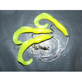 FFT SUPER CATCH YELLOW GRUB RIG LURE 3 x 4/0 HOOK BOAT WRECK BASS COD SEA FISHING