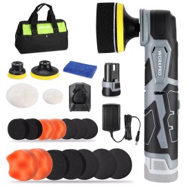 Workpro Cordless 12V Mini Buffer Polisher 5 Variable Speed Up to 3000RPM Battery Powered