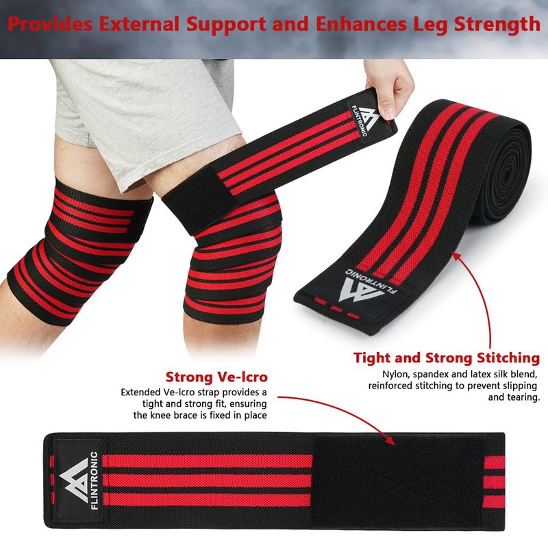 flintronic Knee Sports Bandages, Strength Training Knee Support Men Women,
