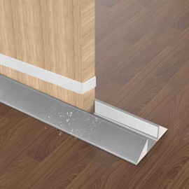 Lewondr Door Draft Stopper 36 Inch Under Door Draft Noise Blocker Waterproof Cuttable Triangle Strong Adhesive Weather Stripping Door Seal Under Door for Reduce Dust Air Door Sweep, Silver