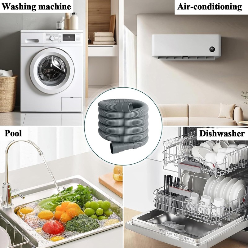 1M Washing Machine Waste Pipe Extension Adapter Kit, Dishwasher Hose