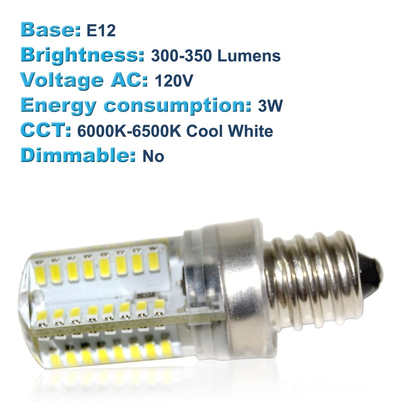 HQRP E12 Candelabra Base LED Bulb Cool White AC 110V