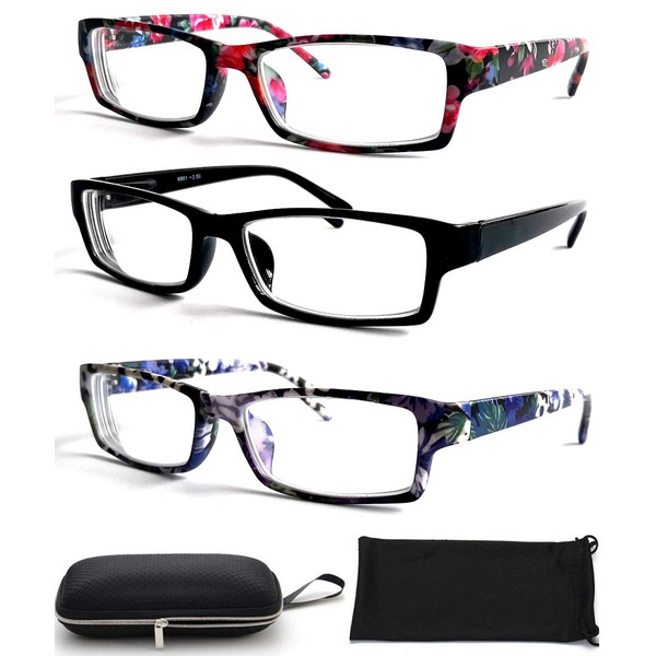 Nearsighted Shortsighted Myopia Distance Glasses for Women Men (3 PACK)