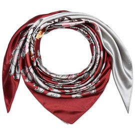 Corciova 35 Women Silk Like Square Hair Scarf Wrap Headscarf Upsdell Red Silver Grey Flower Curly Headband Fashion Headscarf