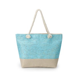 AFKOMST Canvas Shoulder Bag for Women Waterproof Beach Bag Striped Tote bag with Top Zip Closure