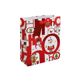 Eurowrap Christmas HoHoHo Santa Gift Bag with Red Gift Tag Xmas Gift Wrap Medium
