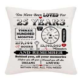 Hardeson 25 Years Old Gift for Women & Men Inspirational Cushion Covers 25th Birthday Decorations Gifts for Fiancée Fiancé Husband Sister Brother Colleagues Twenty-five Birthday Presents (25th)