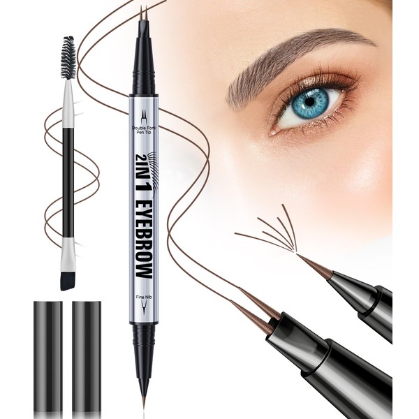 Eyebrow Pen, Microblading Eyebrow Pencil, 2 in 1 Dual-Ended Eyebrow