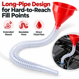 Long Pipe Refueling Funnel for Car & Motorcycle – Telescopic Detachable Hose Extension for Gasoline, Oil & Engine Filling