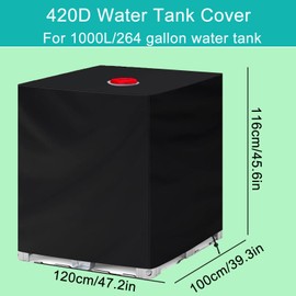 IBC Tank Cover, 1000L IBC Cover 420D Cover IBC Tank, 120 x 100 x 116 cm Rainwater Tank Container Cover for IBC Container