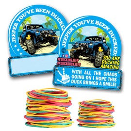 You've Been Ducked Card, Duck Duck Tag, Blue Duck Duck Tags, Ducking Game Card, 35 Pack 2.6 x 2.05" card size, With Round Hole and Rubber Bands