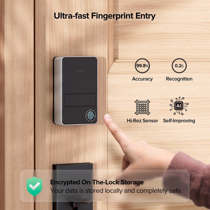 X3 Smart Home Key Keyless Entry Fingerprint Door Lock, Silver