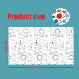 137*274cm Giant Colouring Table Cloth,Coloring Tablecloth for Kids,Paper Tablecloths Cosmic Rectangular Table Cover for Parties,Art Coloring Educational Tablecloth Party Supplies for Boys Girls