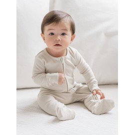 Colored Organics Baby Organic Cotton Peyton Zip Up Footed Sleeper - Natural - 18-24M