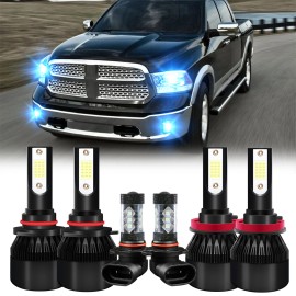 SHENKENUO 6x Ice Blue LED Headlight Fog Light Bulbs For 2009-2012 Dodge Ram 1500 2500 3500