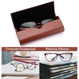 Vemiss Hard Shell Eyeglass Cases, Lightweight Portable Glasses Case for Women Men (Z-red Brown)
