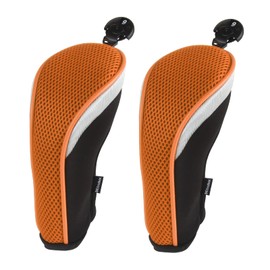 Andux Golf Hybrid Club Headcovers with Interchangeable Number Tags (Set of 2) (Black/Orange)