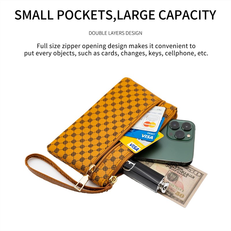 Change Purse, Coin Pouch with Hand Strap, Leather Wristel Cluth
