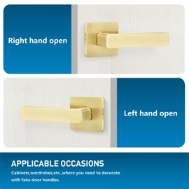 Leydebong 4 Pack Door Lever Dummy Lever Door Handle for Closets French Doors,Square Dummy Door Lever,Non-Turning Single Side Pull with Gold Finish