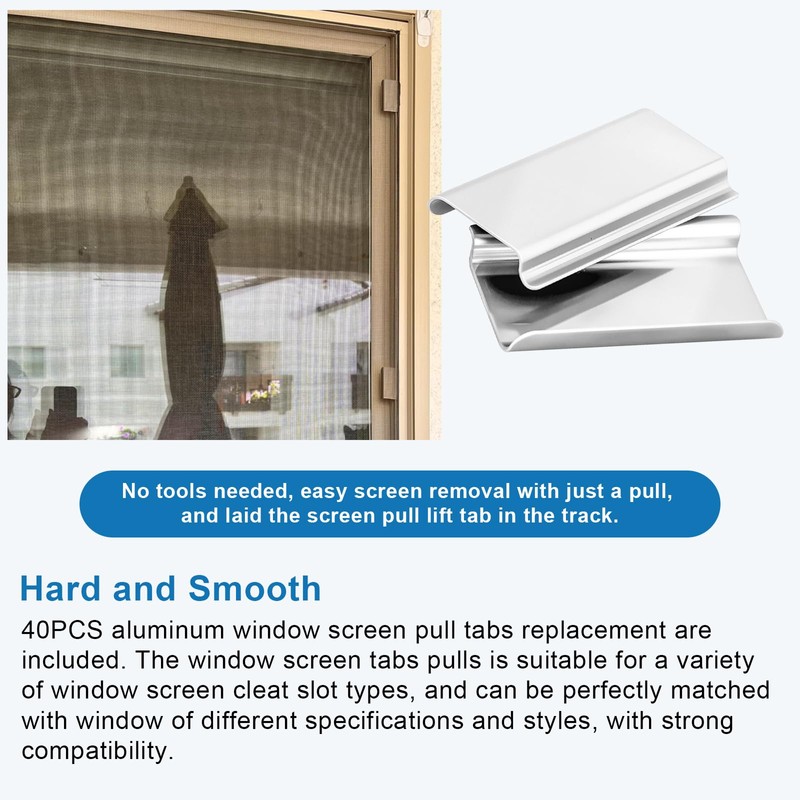 40 Pack Window Screen Pull Tabs, Window Screen Lift Tabs