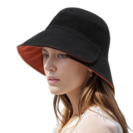 Rayson Women's Bucket Hat for Female Summer Hat with Wide Brim Foldable Street Basin Hat Double Side Cap Outdoor Travel Beach, red