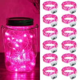Fairy Lights Battery Operated, String Lights Battery Powered 7ft 20 Led Twinkle Lights (Pink, 12)