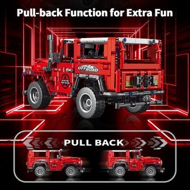 Technic Car Building Set with Pull-Back Function, 910 Pieces Red Off-Road Fun to Build, Ideal Gift for Kids and Adults, Display Collectible, Perfect for Boys and Car Lovers 8-12-14