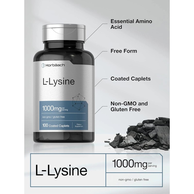 L-Lysine 1000Mg | 100 Coated Caplets | Free Form Dietary