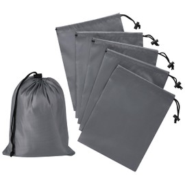 Drawstring Bag with Toggle - Nylon Cinch and Ditty Pouch (Gray, 7 x 9 Inch)