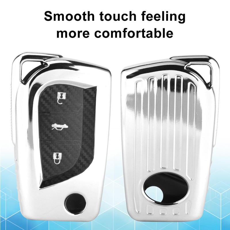 Carbon Fiber Style Car Remote Folding Key Case Cover Protection