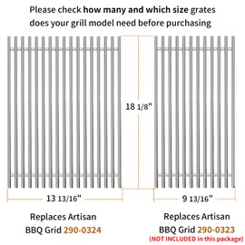 290-0324 Grill Grate for Artisan BBQ Cooking Grid Replacement Part（8MM 304）
