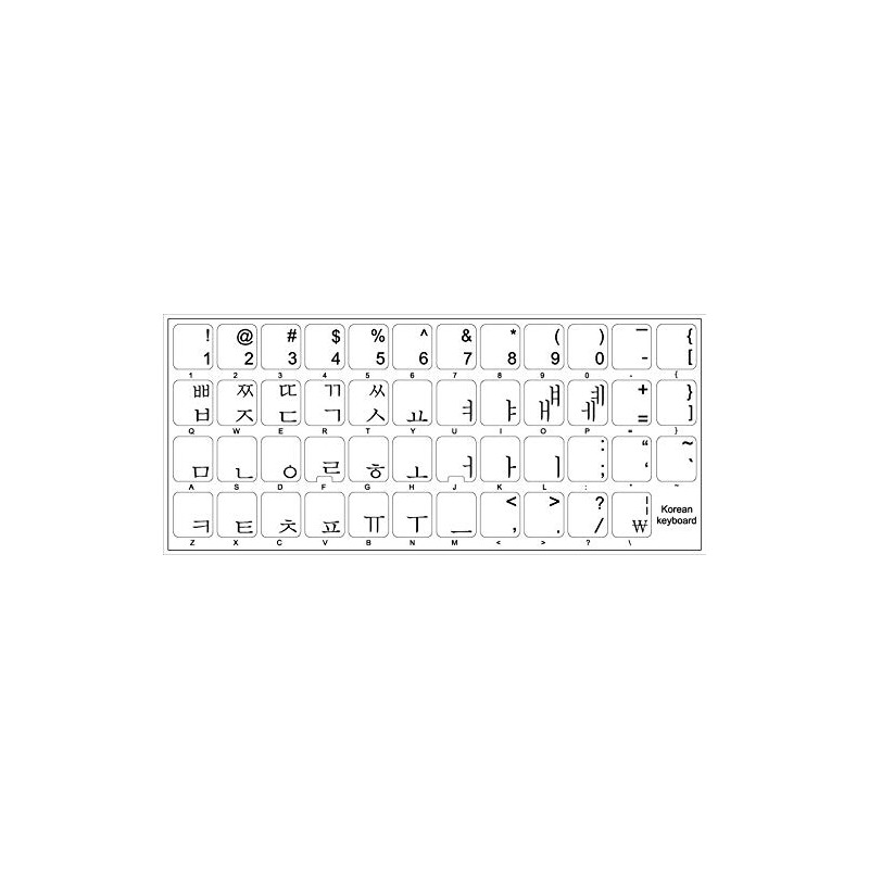 KOREAN KEYBOARD STICKER with BLACK LETTERING TRANSPARENT BACKGROUND for DESKTOP,
