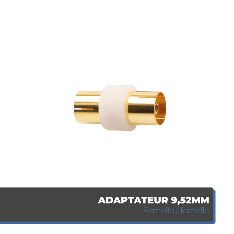 APM 408019 - TV Cable Male/Male 9.52mm + Female Adapter