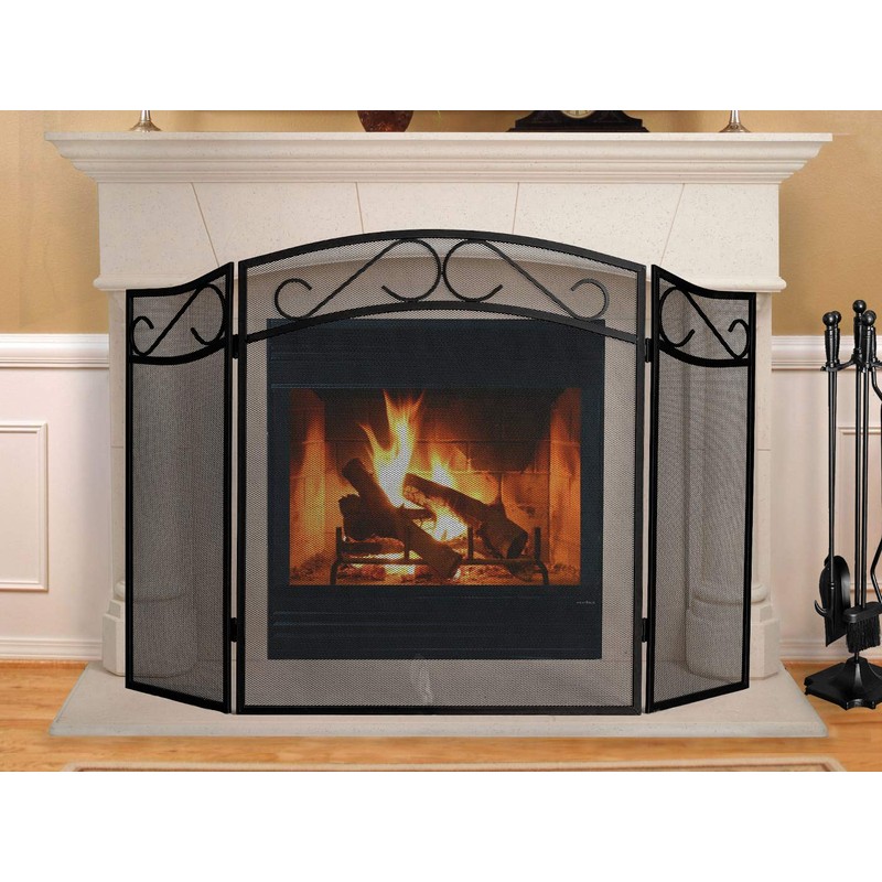 Fire Beauty Fireplace Screen for Wood Burning Fireplace Foldable 3